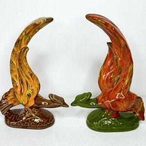Cali Original Pottery Set Of 2 Pheasant Vintage Figurine MCM See‎ description